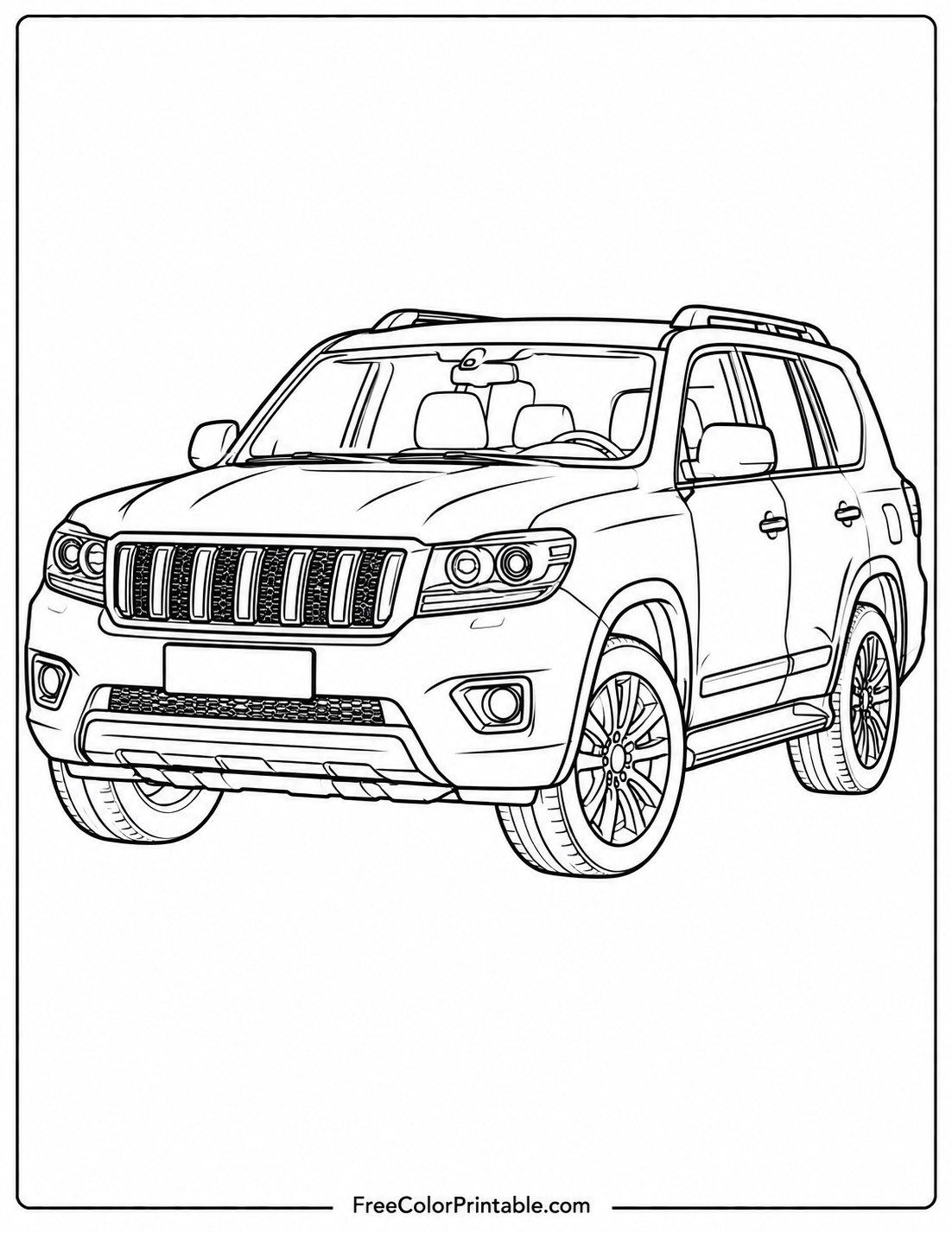 SUV line art coloring page Coloring Page — Free Printable — free printable coloring page